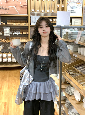 Adan 镂空绑带防晒开衫夏季韩系宽松显瘦百搭通勤短款长袖外套女