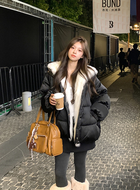 Adan狐狸毛皮草连帽白鸭绒羽绒服2025冬季加厚保暖休闲棉服外套女