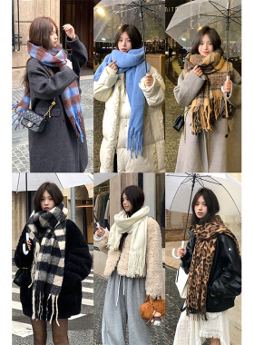 Adan“围巾合集”冬季保暖加厚软糯超大仿羊绒流苏围脖情侣斗篷女