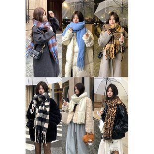 保暖加厚软糯超大仿羊绒流苏围脖情侣斗篷女 冬季 Adan 围巾合集