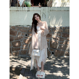 Adan亮片蕾丝层次感吊带裙温柔感百搭收腰显瘦重工春夏连衣裙女