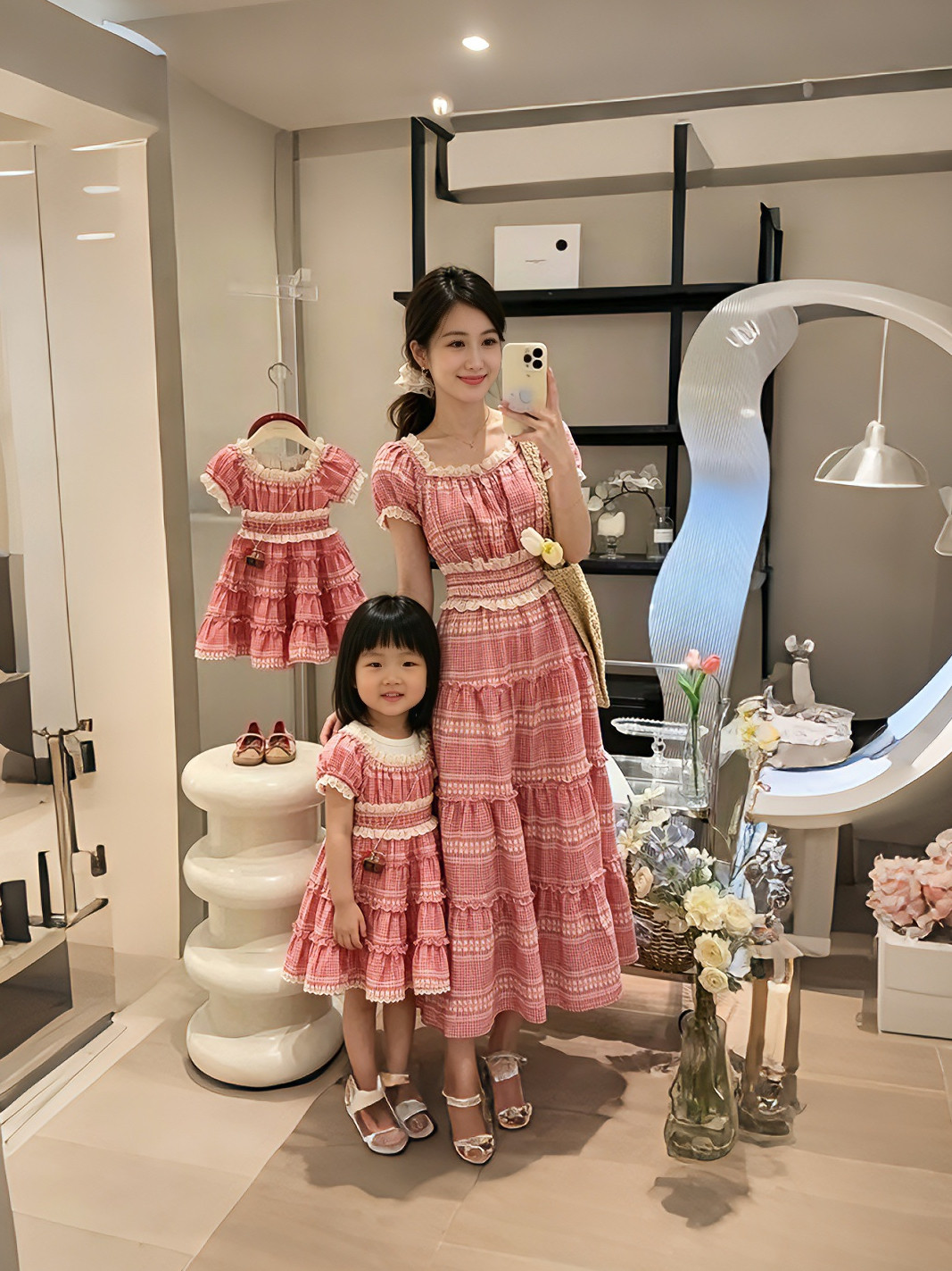 亲子装母女装女童连衣裙夏季旅游度假母女连衣裙