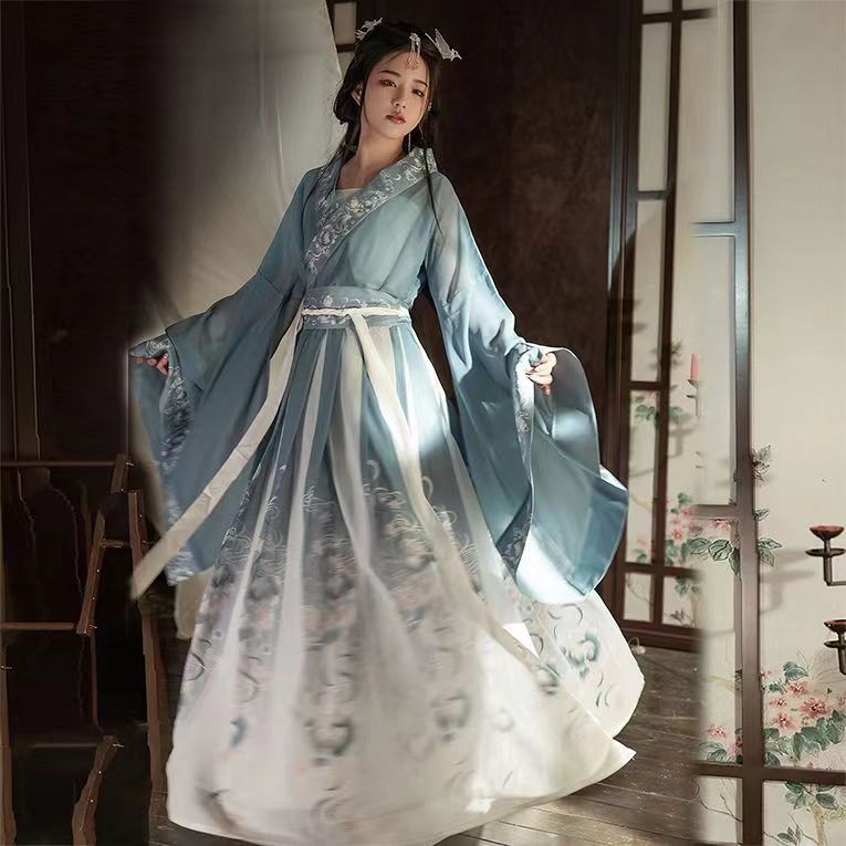 原创繁羽南北朝大袖汉服 影楼汉服摄影服饰 古风仙女裙日常齐襦