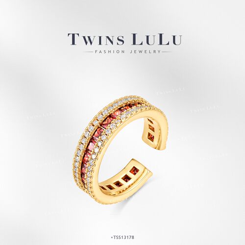 TWINS LULU【红条圈】时尚简约百搭复古款戒指TSS13178