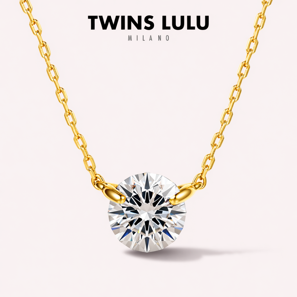 TWINS LULU 925银轻奢简约单钻锁骨链少女感人鱼泪项链TSJ9968