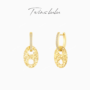 TWINS LULU气质高级感碎冰冰猪鼻子耳环TSL2942