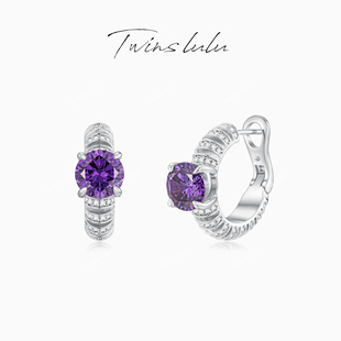 TWINS LULU苗疆紫色耳环小众轻奢高级紫色圈圈耳环TSL3019