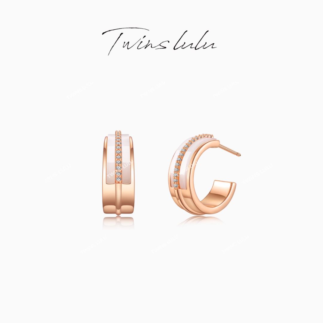 TWINSLULU灵动感C形双层耳环