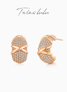 TWINS LULU耳环简约大方交叉C形耳环TSL2642