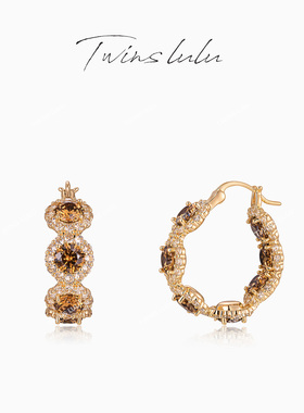 TWINS LULU精致圆形咖啡色耳环TSL10435