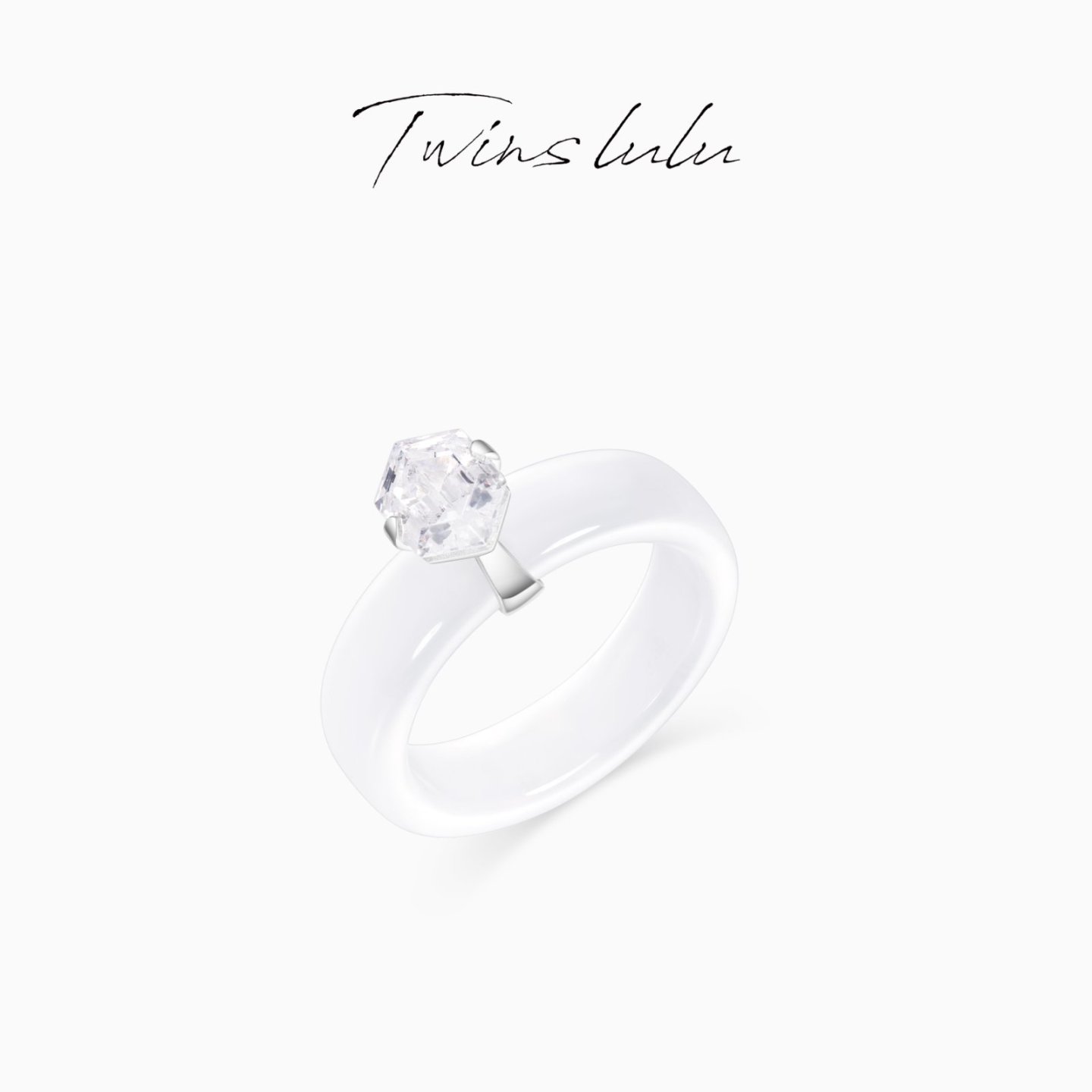 TWINSLULU纯净透亮几何镶嵌戒指