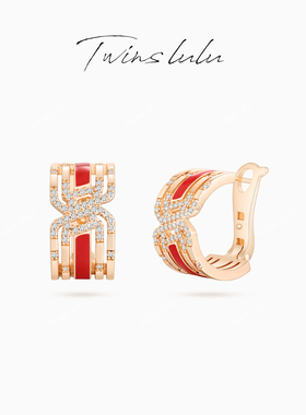 TWINS LULU小众设计感时尚精致红色C形耳环TSL1153女神节礼物