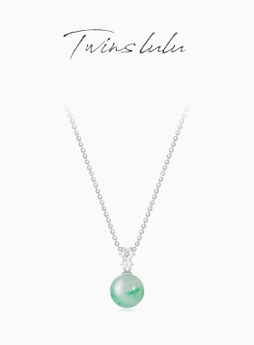 TWINSLULU高级简约轻奢风几何绿色项链TSJ7707
