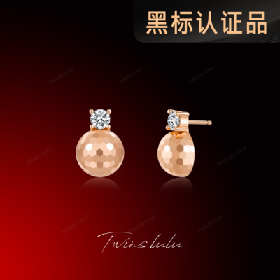 TWINSLULU镀k金水滴圆球耳环