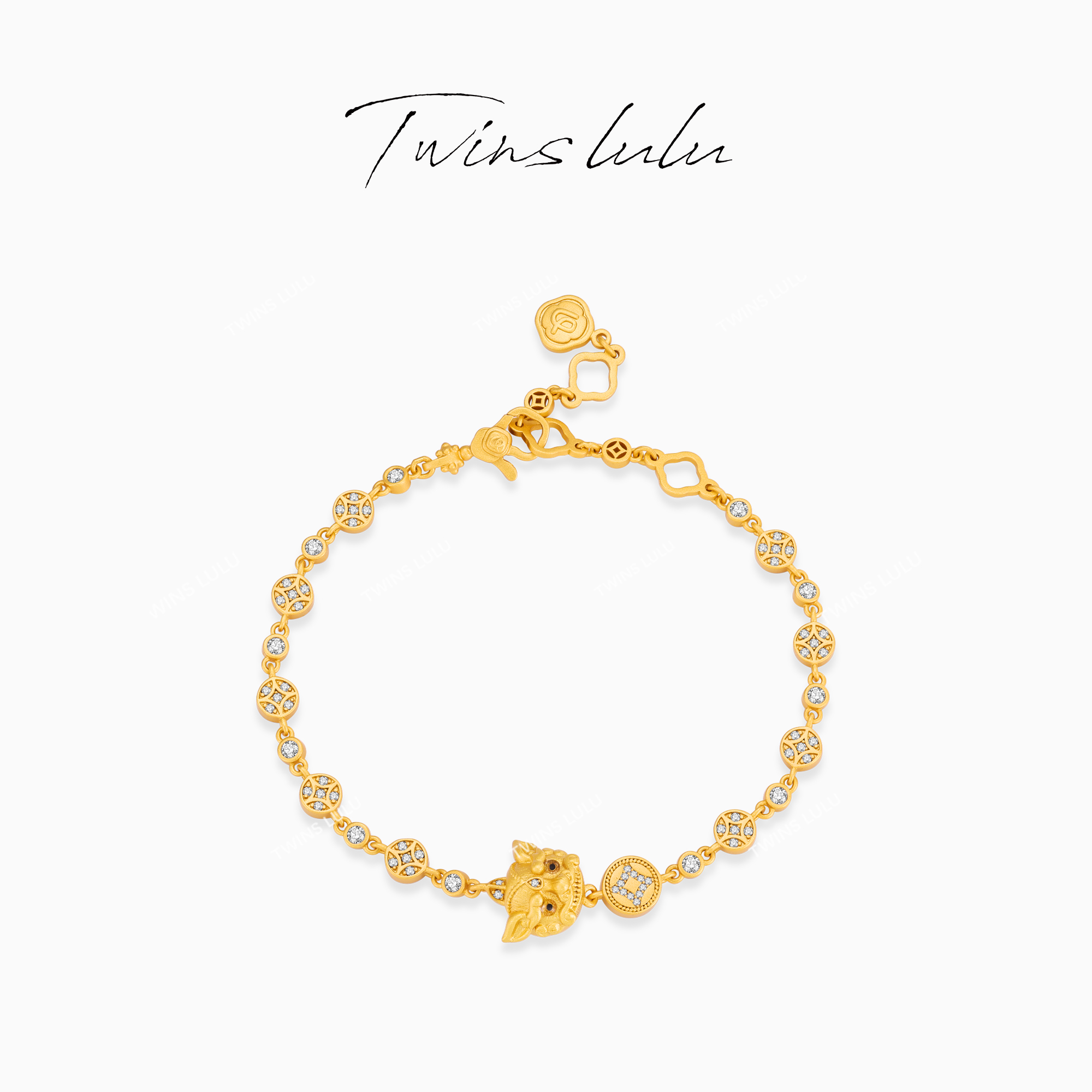 TWINS LULU古法工艺精制可爱貔貅铜钱手链TSS6982