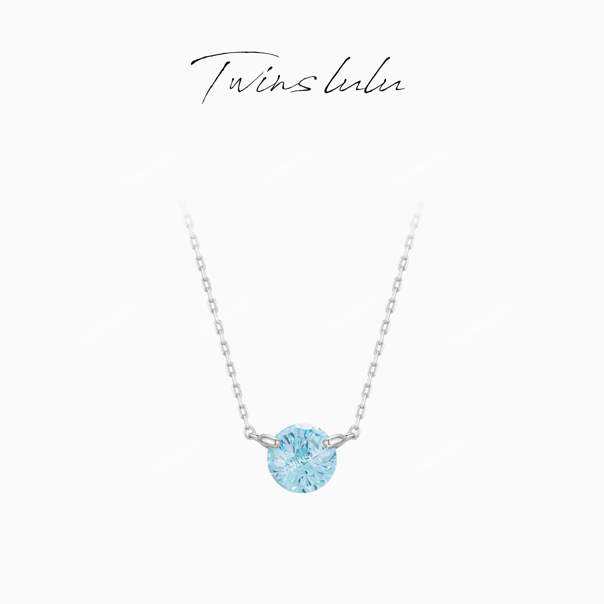 TWINSLULU蓝色镶钻项链
