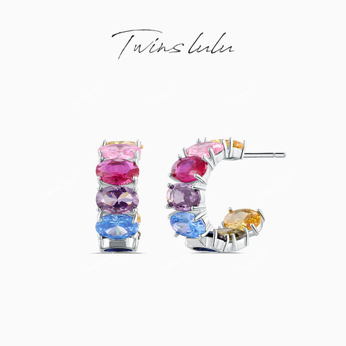 TWINSLULU彩虹精致C型耳环