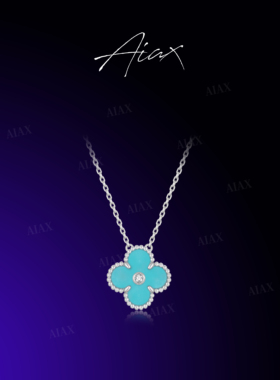 TWINS LULU轻奢小众高级感高定浅蓝色四叶草项链TSJ9407