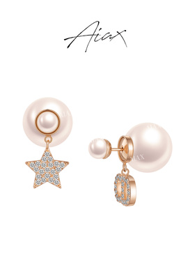 TWINS LULU高定气质温柔风美拉德耳饰不对称CD珠珠耳环TSL1175