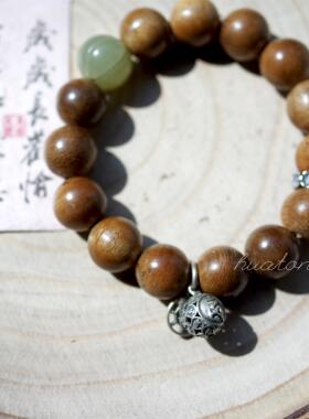 【迦境】花桐里和田玉纯银六字真言小花沉香手串