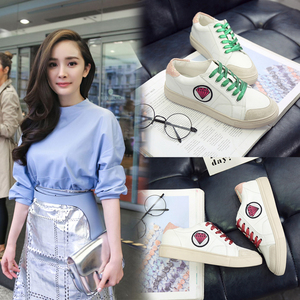 钻石小白鞋女学生真皮2017新款百搭系带韩版平底运动鞋