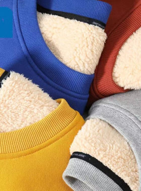 羊羔绒卫衣加绒保暖圆领打底衫