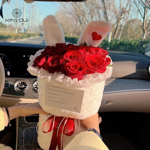 心悠兔子绒布花束包装材料