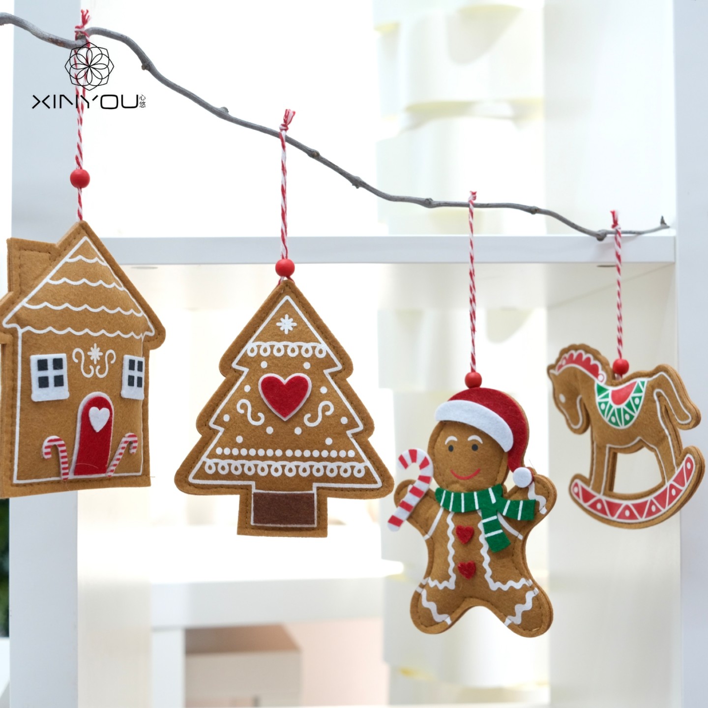 圣诞节创意毛毡小马圣诞树挂件