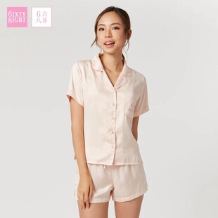 旧款6ixty8ight专柜正品缎面圆点刺绣短袖居家服 睡衣套装HW08773