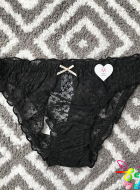 119元5条6ixty8ight专柜正品 黑色网纱透视星星图案三角内裤 底裤