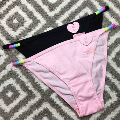 专柜正品串珠棉质半包臀三角内裤