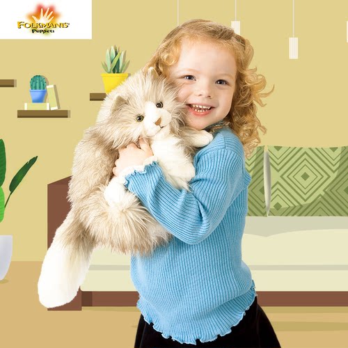 folkmanis仿真毛绒玩具肥猫猫咪手偶早教教具猫女孩玩具生日礼物