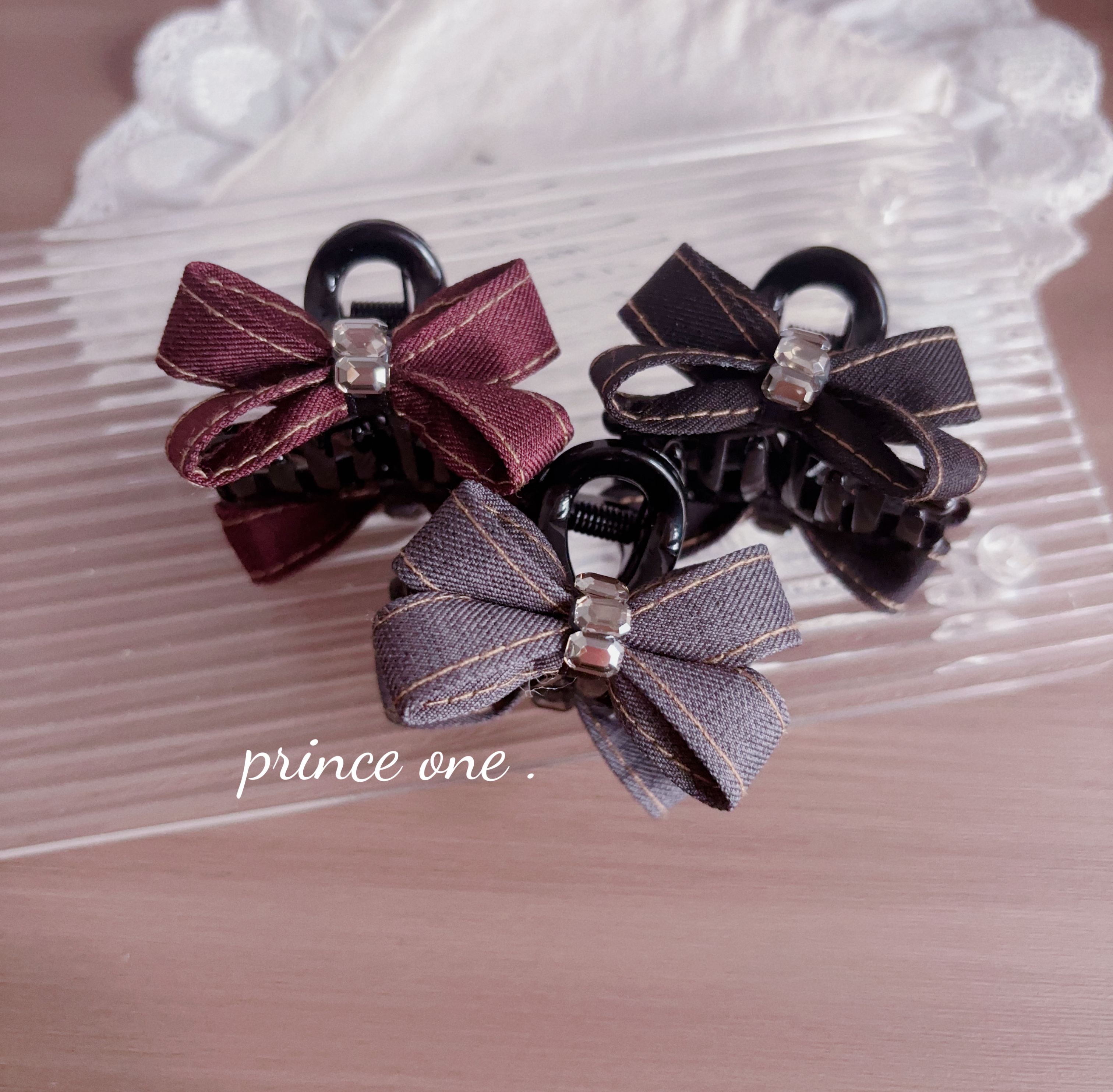 韩国订单 4CM小号抓夹 学院风立体蝴蝶结水钻发抓 刘海抓 发饰