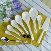 满9.9 包邮 陶瓷纯白勺子家用中餐汤勺面勺创意汤匙调羹咖啡搅拌勺