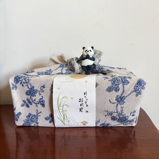 国风包裹布青花瓷风吕敷日式和风包裹巾方巾棉麻包袱皮手帕野餐布