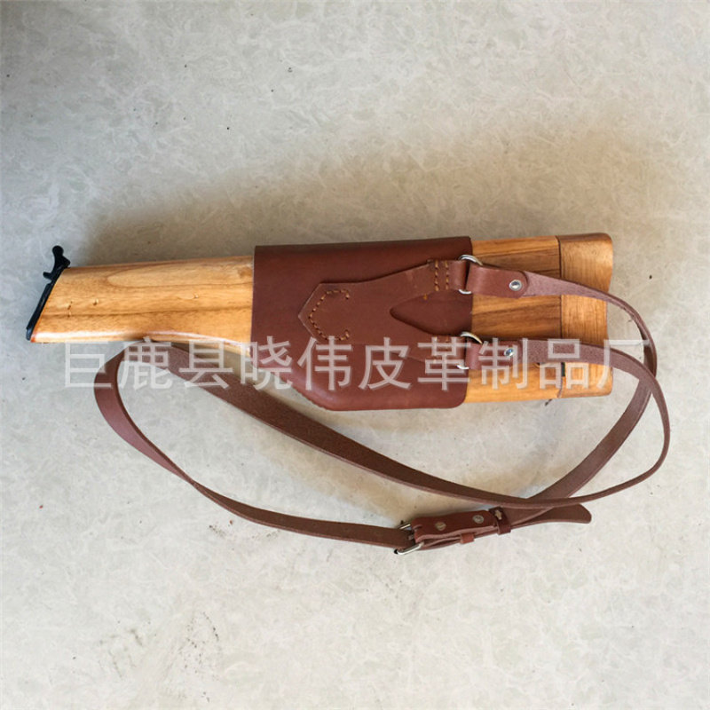 影视道具盒子枪套木制退役驳壳枪套牛皮木驳壳斜跨枪套军迷收藏品