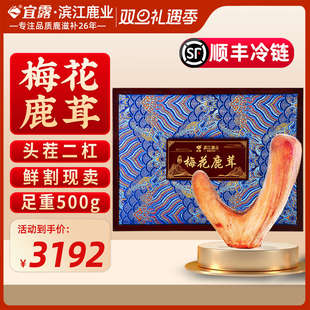 宜露梅花鹿茸整只500g正品 吉林鹿茸片中药材鲜鹿茸泡酒送礼高档礼