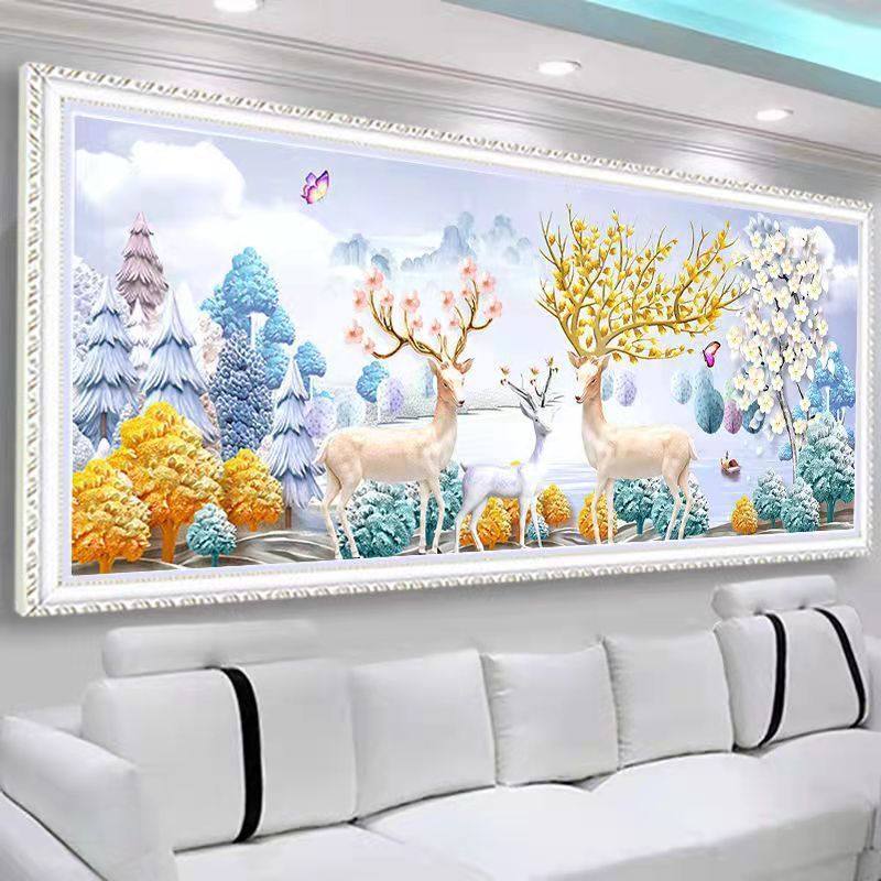2024新款5D钻石画满钻全贴客厅风景十字绣点贴钻画发财麋鹿钻石绣,居家布艺,钻石绣,淘宝优惠券,粉丝福利购,淘宝优惠卷