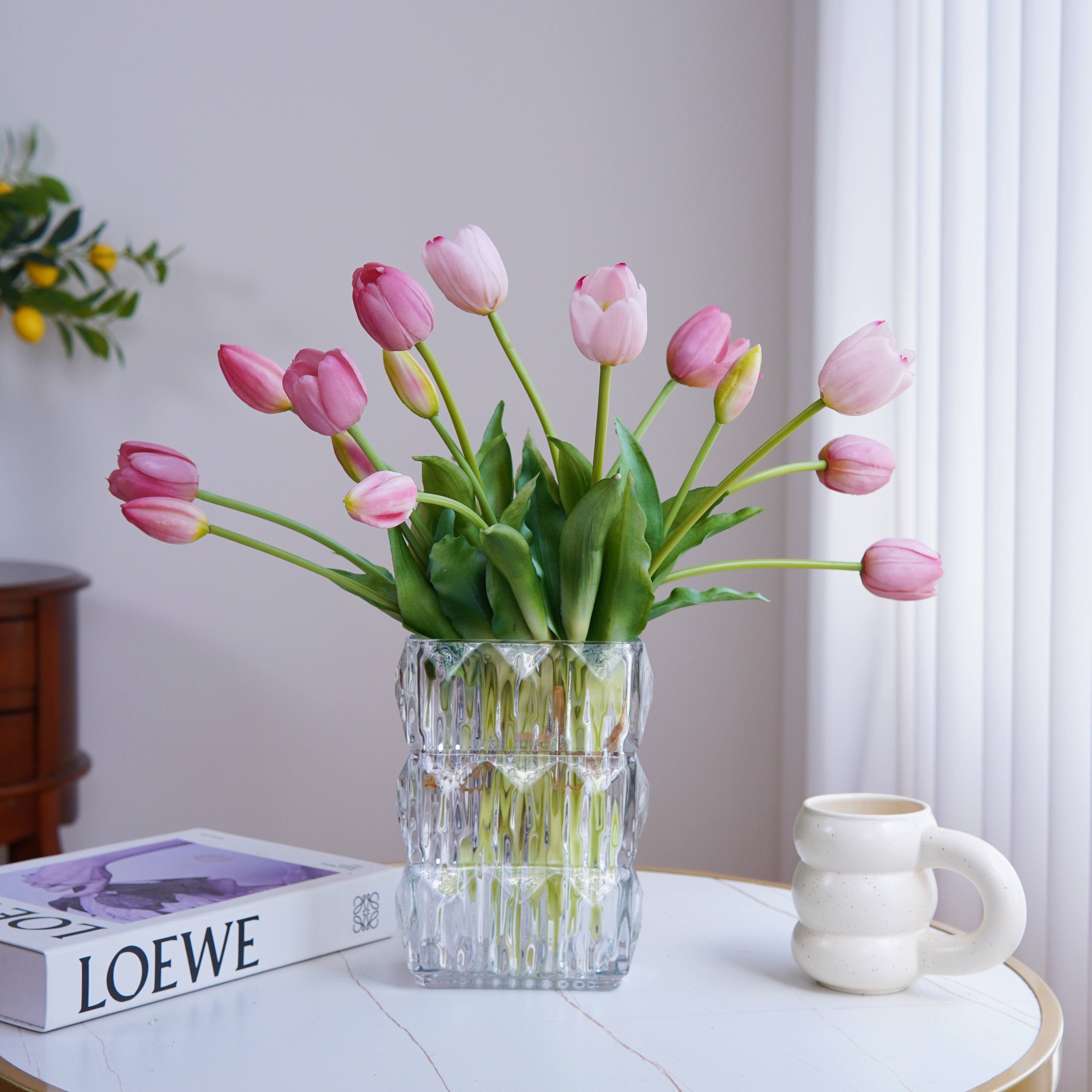 ins手感保湿高档仿真花郁金香假花插花客厅桌面摆设装饰拍照花束