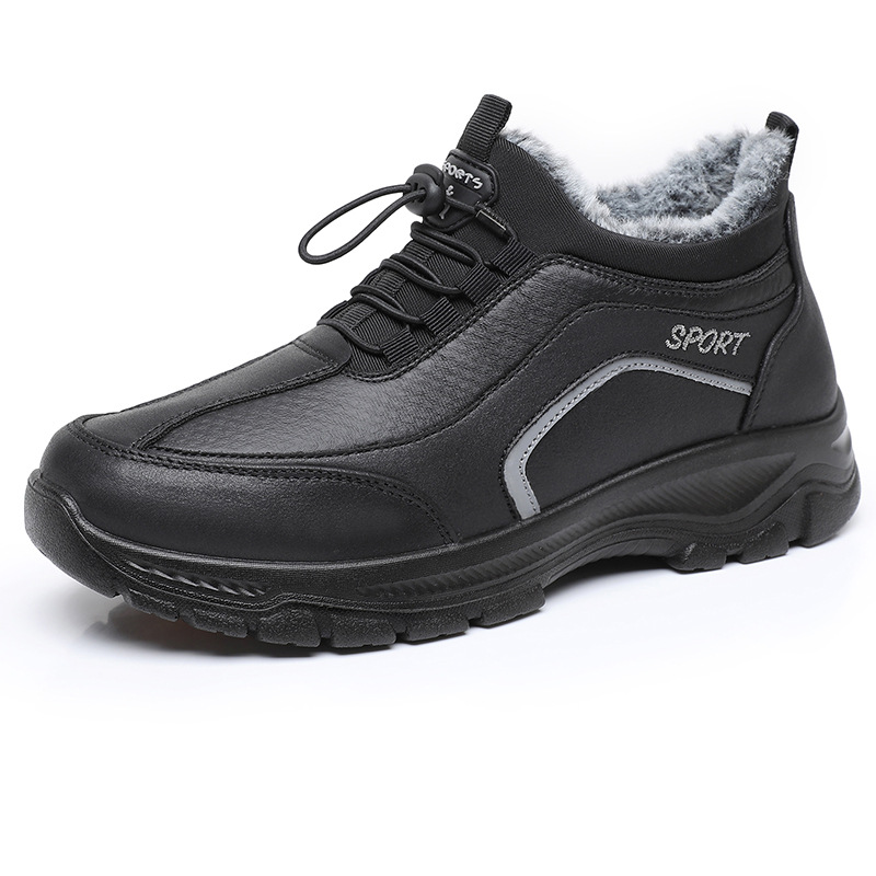 冬季男棉鞋仿皮防水加厚保暖爸爸鞋老北京防滑男靴46特大码48号47