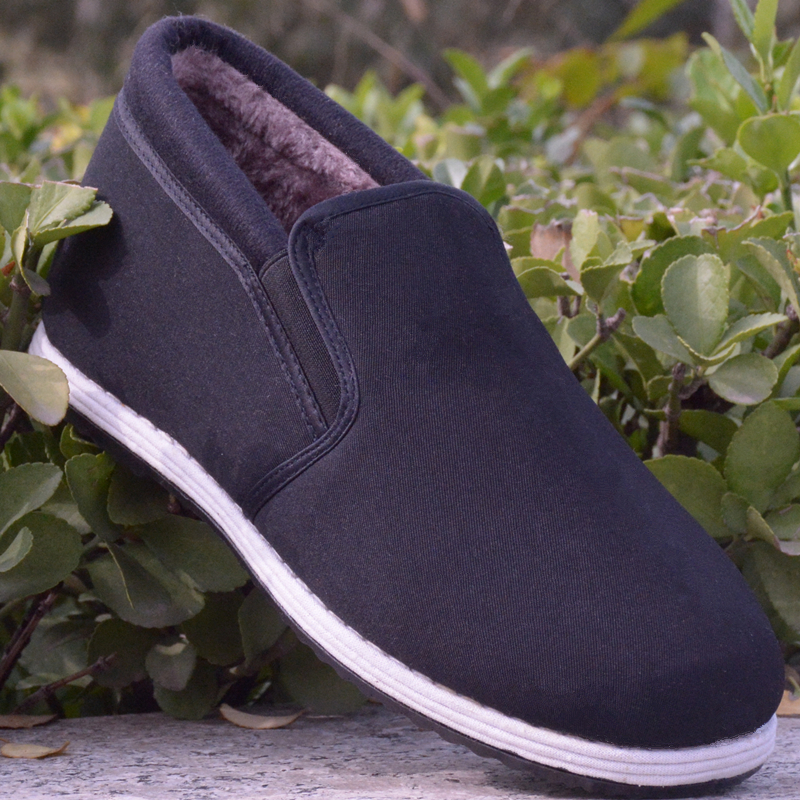 加绒棉鞋千层底布鞋老北京保暖黑