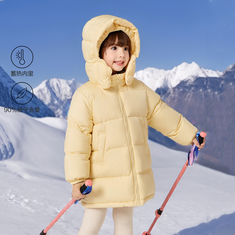 笛莎童装女童羽绒服官方冬装新款小童加厚保暖中长款外套宝宝迪莎