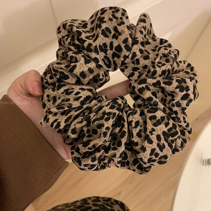 超大号！豹纹大肠发圈~2025新款甜酷辣妹Y2k千禧风丸子头发饰头饰