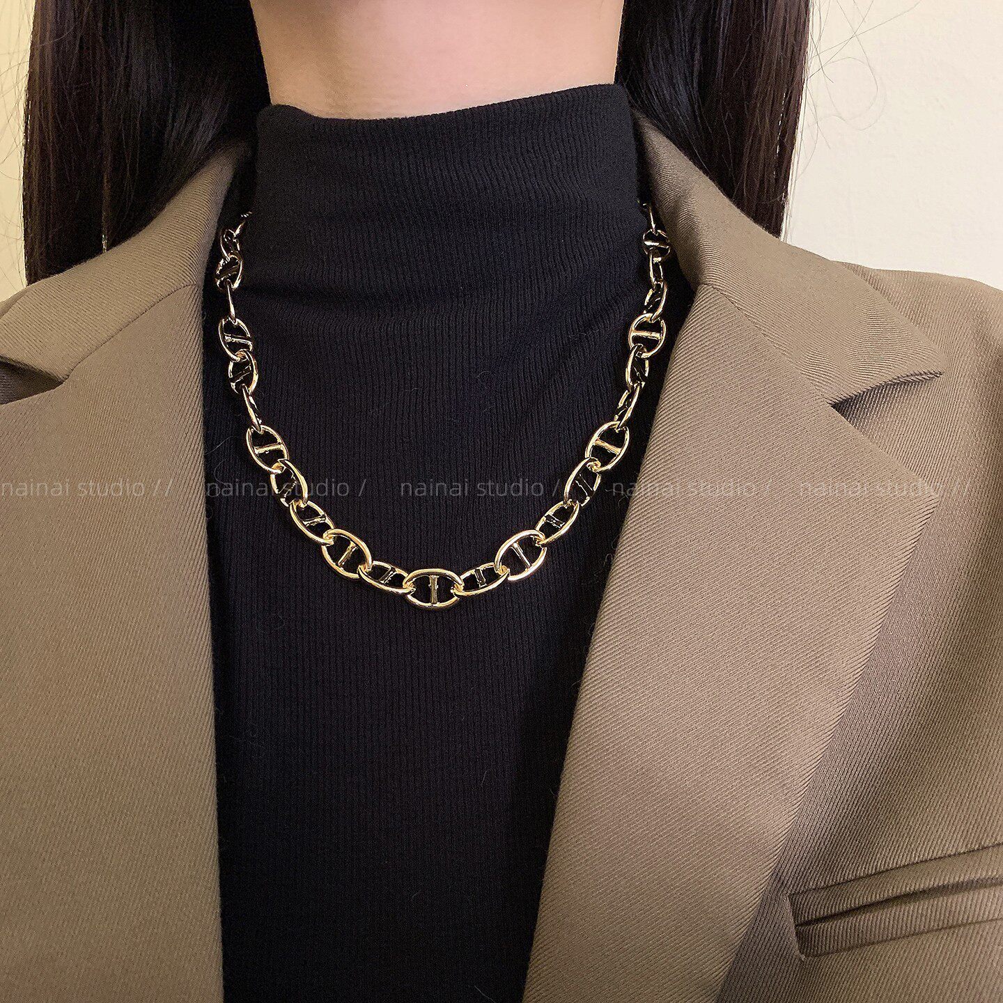 猪鼻子项链~小众设计高级感冷淡风轻奢网红锁骨链choker颈链女