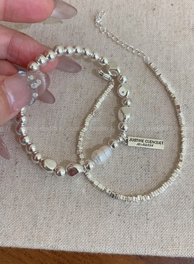 极细碎银子珍珠手链~2025年新款高级感轻奢小众精致叠戴手册配饰