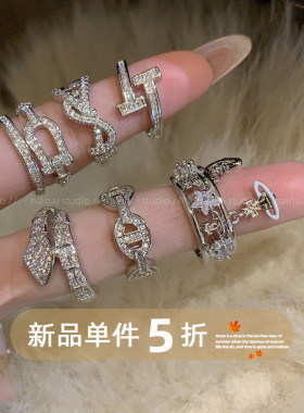 土星高级感戒指~锆石满钻轻奢小众设计指环2025新款气质食指戒女A