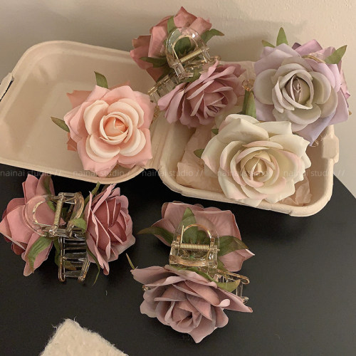 甜美超仙玫瑰花朵仿真抓夹