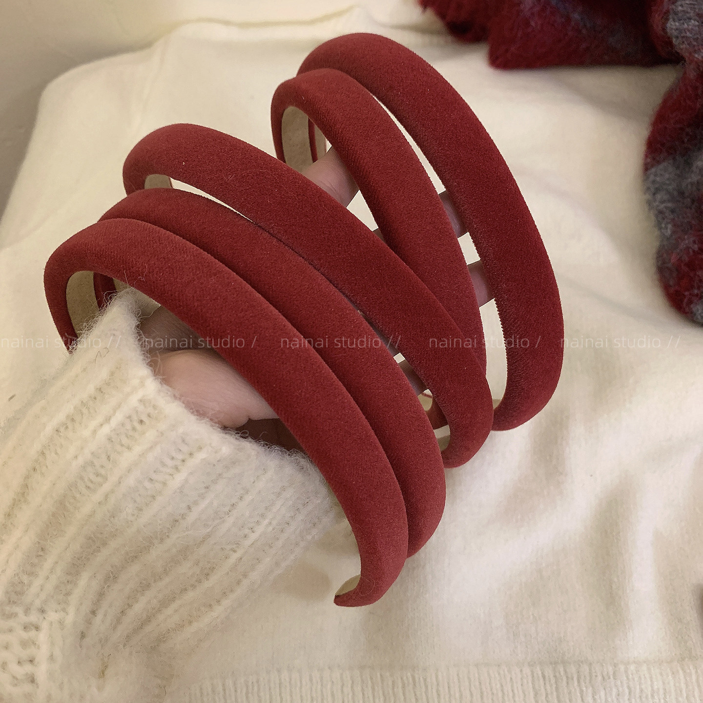 红色绒面发箍~适合新年戴气质头箍2026秋冬新款高级感洗脸压发女