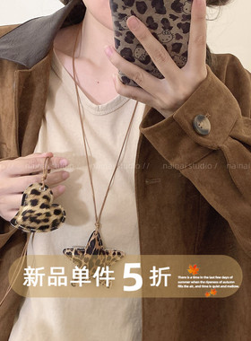 豹纹星星项链~爱心韩系ins风甜酷辣妹系带长款毛衣卫衣链配饰装饰