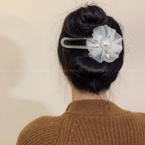 花朵大号鸭嘴夹~后脑勺盘发鲨鱼夹轻奢高级感满钻抓夹发夹发爪女A